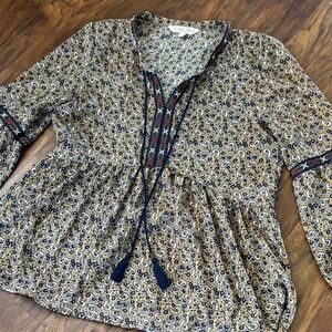 Bohemian Paisley Women's Blouse with Tassel Detail